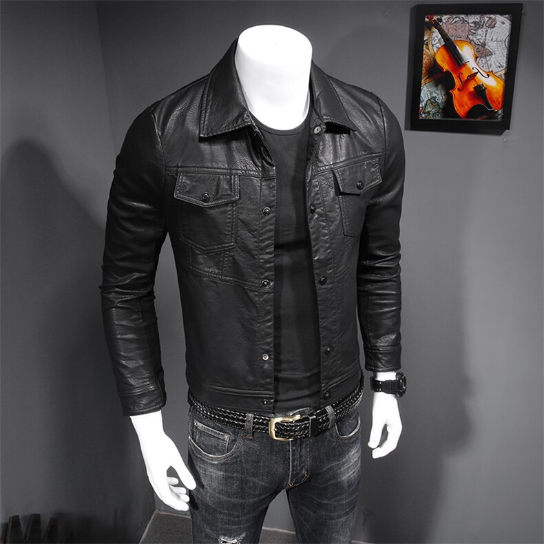 69912023新款男士皮外套机车PU水洗皮夹克P220（M-6XL),男装皮衣,钱塘2010-1