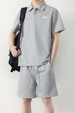 纯色二开TZ25305-特P55休闲运动套装男夏季新款短袖t恤短裤两件套，男装牛仔裤，电商D310B