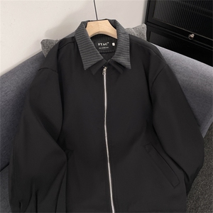 混纺条纹拼接假两件毛边Cleanfit高知极简夹克外套男JK0227-P75图片