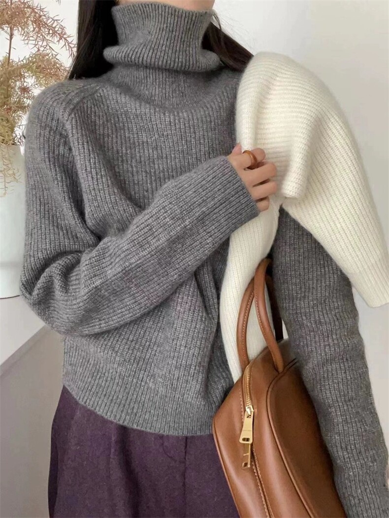 时尚显瘦高级感短款高领羊毛衫百搭气质女装毛衣,女装羊毛衫,圣旺供货