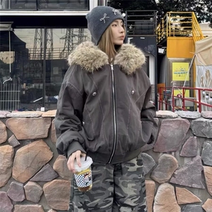 2025美式座山雕加绒棉服外套男女冬季毛领连帽棉衣MF351-P103图片