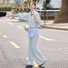 立领外套阔腿裤休闲运动套装女春季2026新款设计感气质穿搭两件套，女装套装/套裙，浙宝029