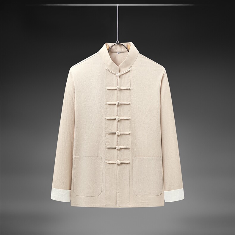 春秋季风纯棉纯色长袖立领唐装中式汉服DF890-P58,男装民族服装,星座1206（原A206）
