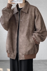 8XL-M春季皮衣外套男痞帅高级感美式复古翻领皮夹克上衣JK006P95，男装夹克，电商B312