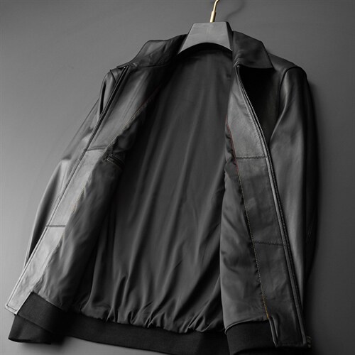 D-BST88111男式2023秋新款翻领修绵羊皮男皮夹克P710,男装皮衣,电商B360