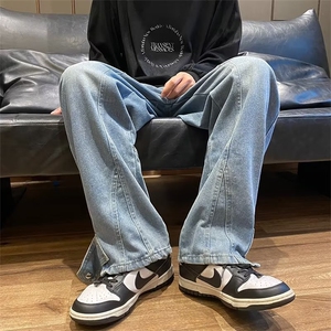 牛仔裤男秋季美式潮牌街头潮流休闲裤设计感小众直长裤N1840-P49图片