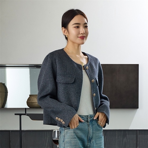 时尚百搭羊毛女士双面呢外套 优雅显瘦短款设计秋冬图片