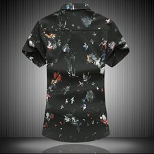 大码印花中国风衬衫男春夏新款青年短袖衬衫QT5030/7030p45，男装衬衫，电商A012