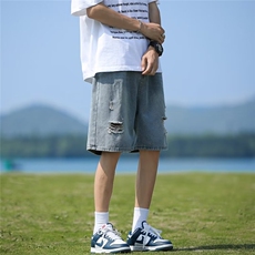 破洞牛仔短裤夏季薄款欧美高街ins裤子显瘦高腰五分裤NS239，男装牛仔裤，星座1116A-1（原606A）