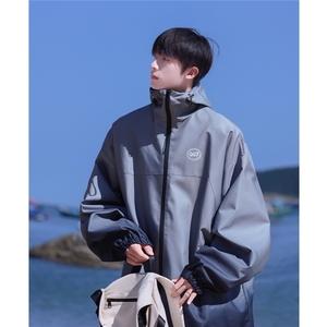 港风山系防水冲锋衣渐变色夹克男：聚酯纤维JK77087P85控128图片