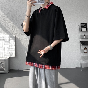 短袖男夏季新款港风宽松假两件体恤上衣DX3302-P32图片