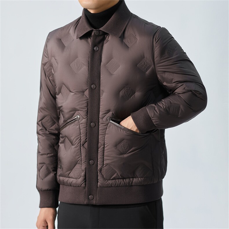 2025冬季新款男士翻领羽绒服50绒子白鸭绒时尚商务休闲羽绒服外套,男装羽绒服,钱塘723