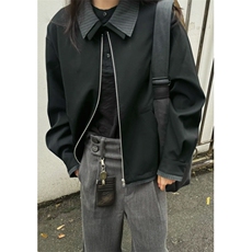 春秋高级感双头拉链小众韩版休闲短款夹克男垫肩设计感痞帅外套潮，男装夹克，星座813-2