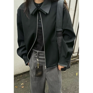 春秋高级感双头拉链小众韩版休闲短款夹克男垫肩设计感痞帅外套潮