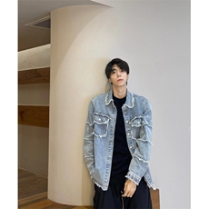 【有货】cleanfit黄泥色毛边牛仔外套男款美式高街夹克CT01LL-P65，男装夹克，星座1007（原301D）