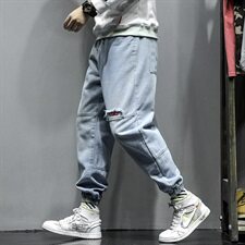 2021灰墙日系秋季新大码男美式潮流束脚宽松九分牛仔裤K299-P50，男装牛仔裤，电商A001