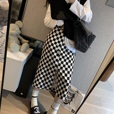 棋盘格开叉裙，其它，XTZ style