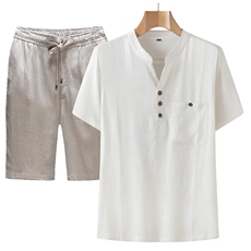白色衣+浅灰短裤