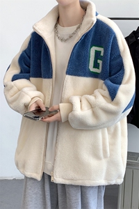 冬款青少年加绒加厚休闲棉衣羊羔绒立领外套男女 923-P110控价158图片