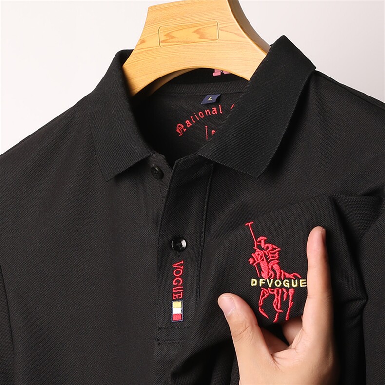 中年男士长袖T恤纯棉高端polo衫春秋季爸爸装卫衣上衣服刺绣秋衣,男装T恤,电商B212（原钱塘6029）