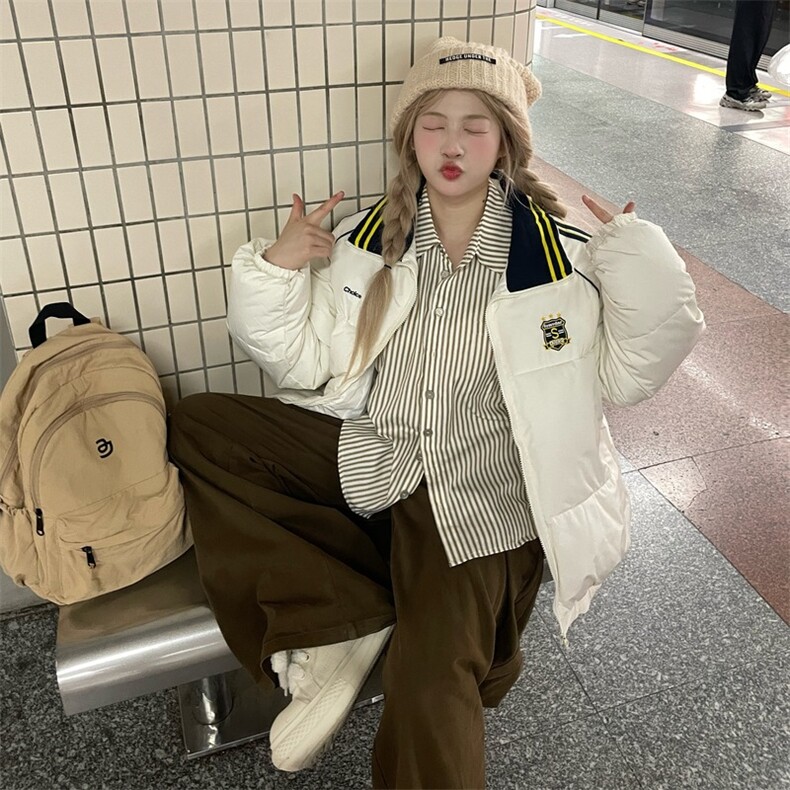 美式复古棉服女2025年新款冬季棉袄bf潮羽绒棉衣学生外套情侣款,男装棉衣,星座506A