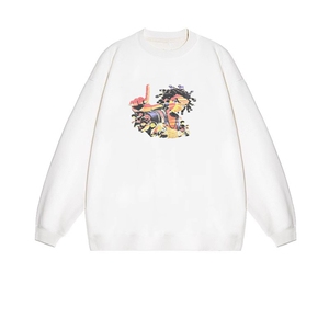 2025年秋季套头套头长袖时尚百搭通勤简约休闲动漫人物，女装卫衣/绒衫，花可