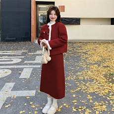 【】圣诞新年红蝴蝶结羽绒套装1216-P315-K478，女装套装/套裙，2C305
