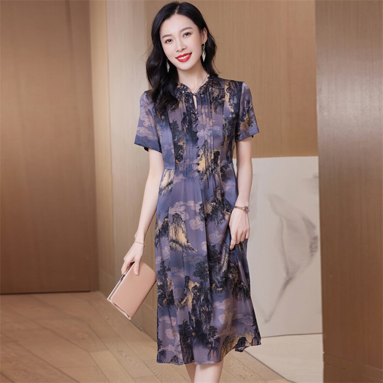 高级感超好看连衣裙女夏2025新款女装收腰显瘦气质碎花长裙子夏天,女装连衣裙,阿舍尔精品