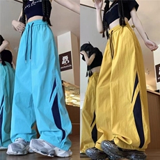 网络图现货美式高街拼接显瘦百搭垂感阔腿休闲运动长裤JA2-P35，女装休闲裤，星座715-7