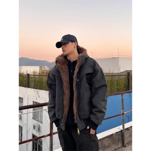 现货WT115-P140 立体剪裁座山雕棉服男毛领外套情侣连帽夹克图片