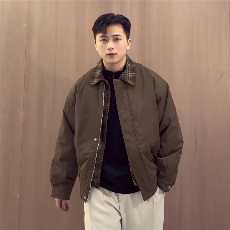 现货美式宽松假两件三防夹棉加厚翻领棉服6106特P85,男装棉衣,星座205-3