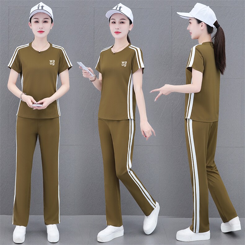 燕颉冰丝短袖运动套装女夏季2023时尚洋气夏天宽松休闲跑步两件套,女装套装/套裙,燕颉服饰