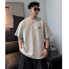 网图300g重磅短袖破洞T恤男潮牌美式宽松半袖上衣C670-P48，男装T恤，星座1213