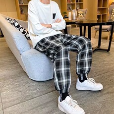 格子裤男休闲裤秋季韩版潮流百搭宽松春秋束脚长裤XK59-P30，男装休闲裤，星座208-5