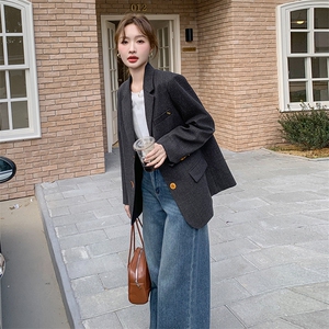 高级感黑色西装外套女2025春季新款韩版宽松休闲气质通勤西服爆款图片