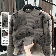 秋冬季男士加厚毛衣双面提花柔感品质潮尚针织打底衫上衣休闲男装，男装针织衫/毛衣，钱塘6003（原4033）