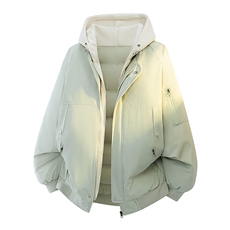 新款冬季大码羽绒棉服棉袄连帽假两件韩版宽松外套A436-2583-P95，男装棉衣，电商A436