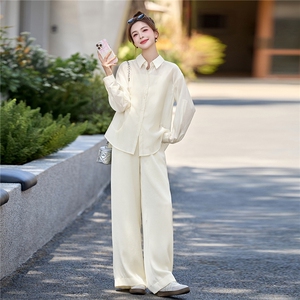 小香风时尚套装女2026新款洋气减龄夏季防晒衬衫吊带阔腿裤优雅图片