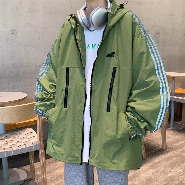 轻户外机能连帽冲锋衣外套男女百搭同款拼色宽松夹克W5030-P60,男装夹克,星座412-3