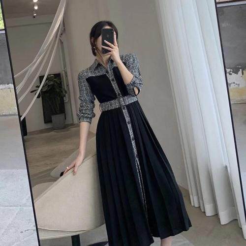 【东方名裳】连衣裙小香风拼接设计，女装连衣裙，东方名裳