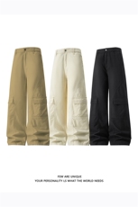 白底日系感纯色工装裤男春季大口袋休闲裤子-A2218TP60控98，男装工装外套，电商B241