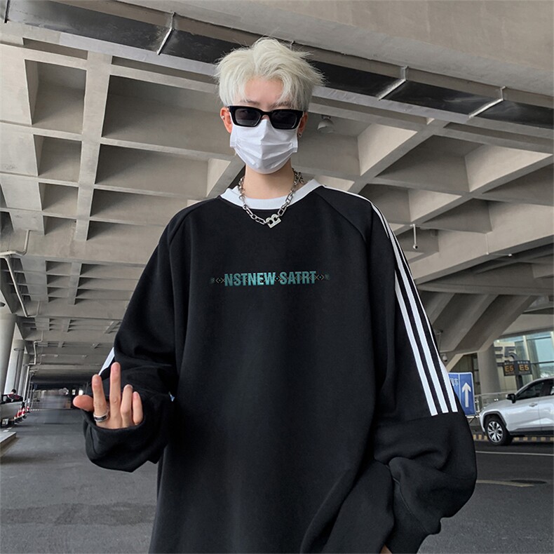 抖音得物供货提供视频秋冬重磅美式宽松织带圆领卫衣0310,男装卫衣,电商A486