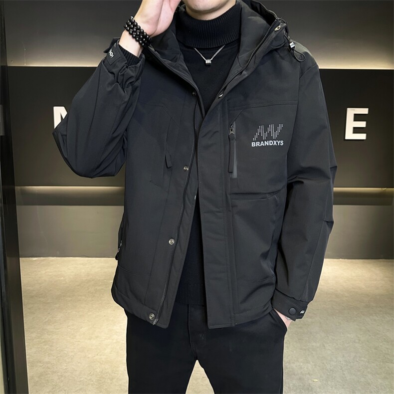 M22P1202025秋冬新款二棉加棉夹克连帽冲风衣男士外套棉服,男装风衣,星座414（原B263）