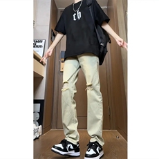现货!港风新款2025潮流百搭直筒宽松大码牛仔裤松紧腰NZ6172-P35，男装牛仔裤，星座1103-2