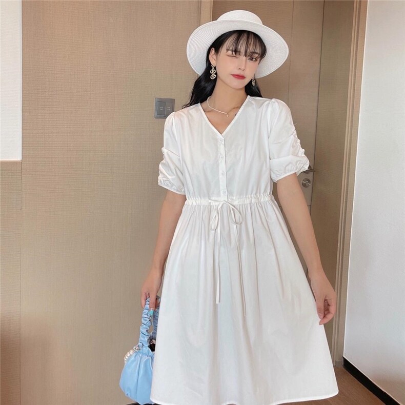 【现货】夏季新款收腰韩版连衣裙,女装连衣裙,裴兔子