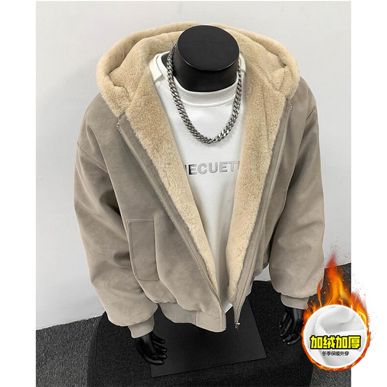 现货高品质美式冬季重磅座山雕大毛毛领pu皮棉衣男女加厚外套，男装皮衣，电商A486