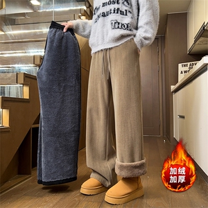 美式运动阔腿裤冬季加绒保暖卫裤休闲拖地长裤 5D2122-TP3569图片