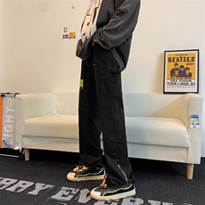 高街牛仔裤男韩版潮裤脚拉链开衩个性2024冬季ins长裤RK1246-P51，男装牛仔裤，星座412-3