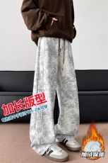 加长版裤子男款秋冬季加绒加厚阔腿裤185cm110直筒休闲裤KZ025P45，男装休闲裤，电商B312