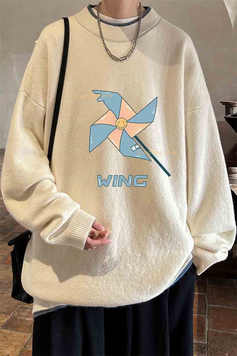 控78假两件毛衣男大码加绒针织衫男毛线衣M80112-P55加绒P70,男装针织衫/毛衣,电商A040